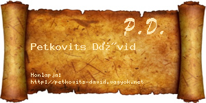 Petkovits Dávid névjegykártya